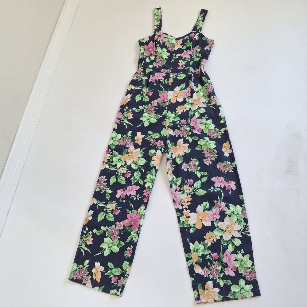 Old Navy Linen Blend Floral Print Cami Jumpsuit